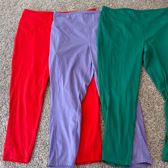 DSG Multicolor Leggings - coral, Purple, Green. 3 pairs - Picture 1 of 3